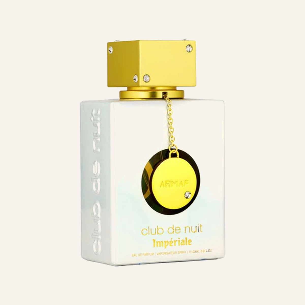 CLUB DE NUIT WHITE IMPERIALE 105ML on cream background