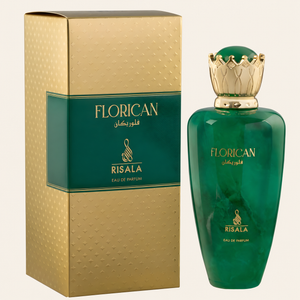 Risala Florican Eau de Parfum 100ml perfume bottle with original box on cream background