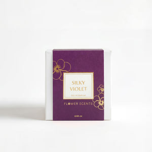 Silky Violet Perfume 65ml box packaging by Dubai Oud