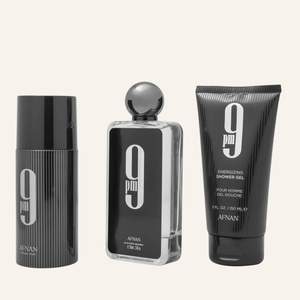 Three Afnan men's grooming products on a white background