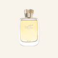 A rectangular glass fragrance bottle filled with pale yellow liquid, featuring a metallic gold cap and the brand name 'HAWAS' printed on the front, set against a solid off-white background.