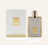 Khadlaj Karus Secret Musk EDP 100ml with box, Dubai Oud background #f7f3ec