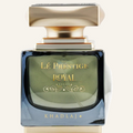 Khadlaj Le Prestige Royal EDP 100ml bottle, Dubai Oud background #f7f3ec