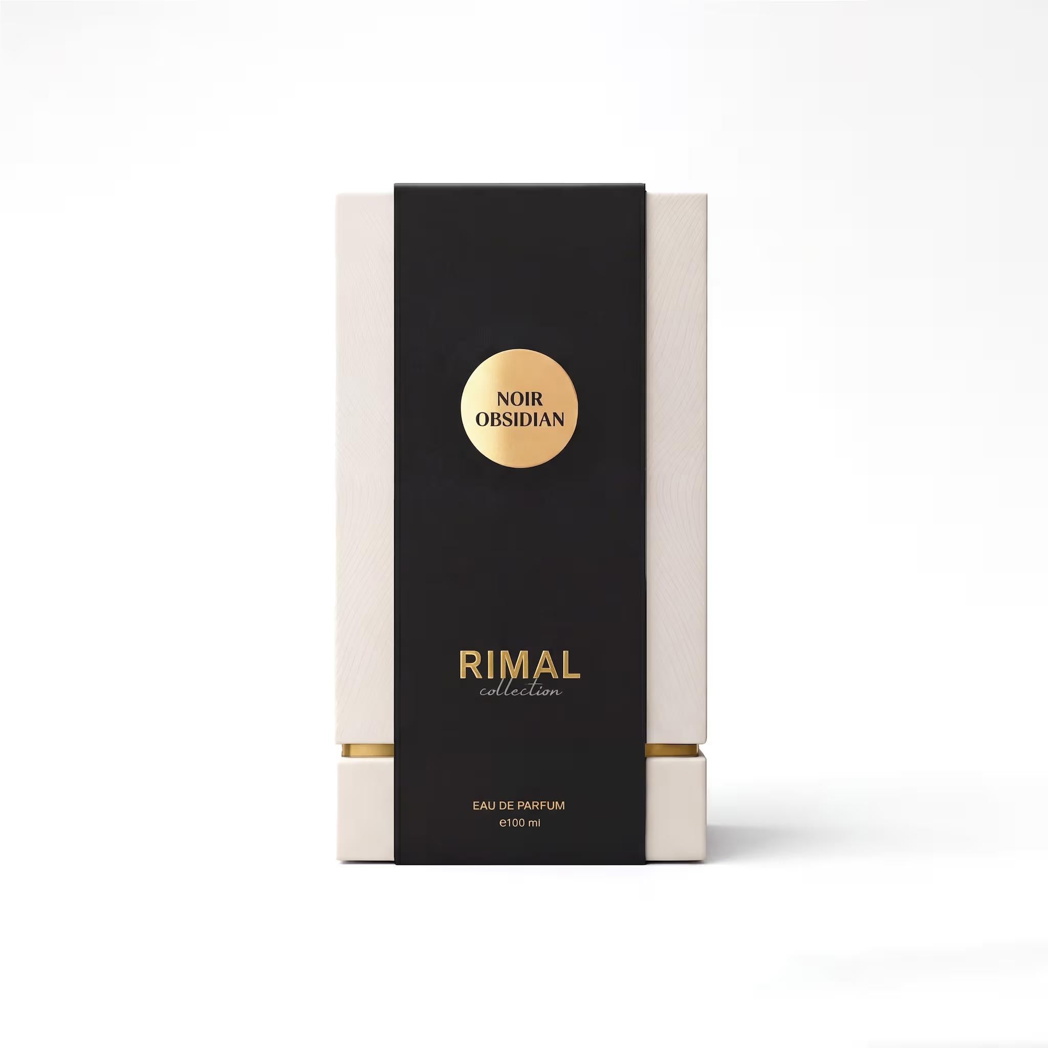 Noir Obsidian Perfume 100ml box packaging by Dubai Oud