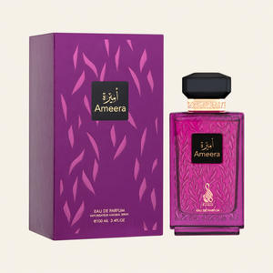 Risala Ameera Eau de Parfum 100ml perfume bottle with original box on cream background