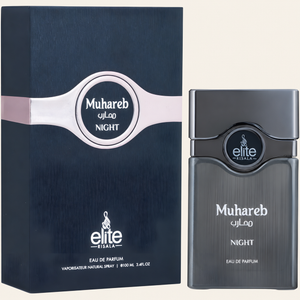 Risala Elite Muhareb Night Eau de Parfum 100ml perfume bottle with original box on cream background