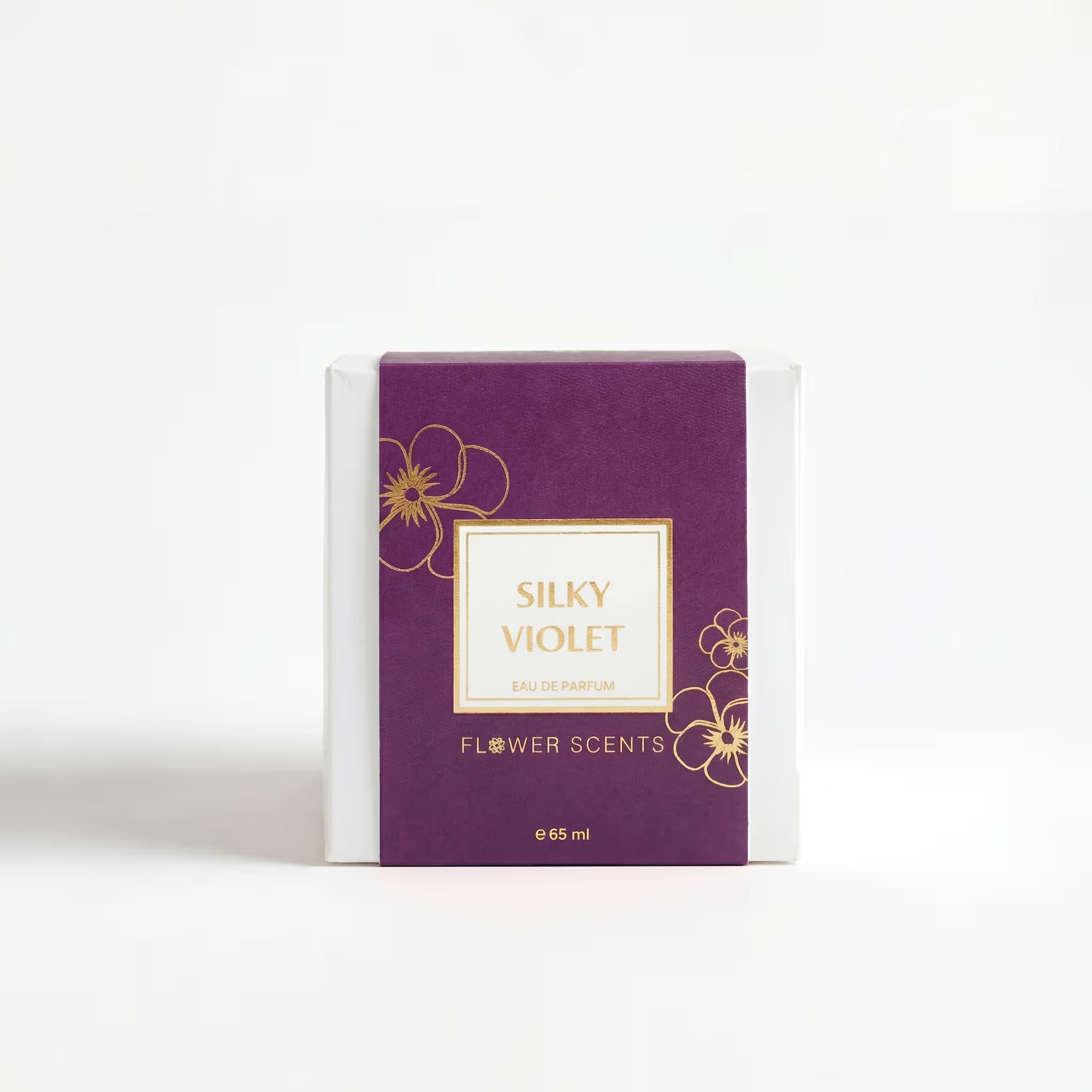 Silky Violet Perfume 65ml box packaging by Dubai Oud