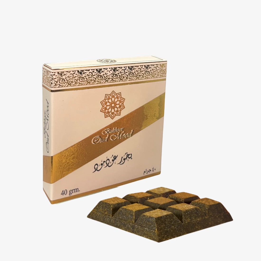 Oud Mood Bakhoor 40g box with incense pieces